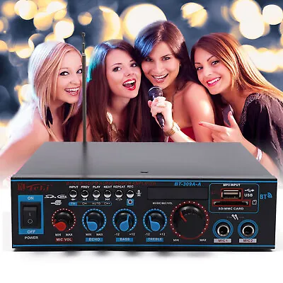 Kaufen 12V HiFi Bluetooth Stereo Verstärker Digital Power Audio Amplifier FM USB 2Kanal • 31.74€