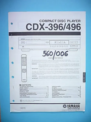 Kaufen Service Manual-Anleitung Für Yamaha CDX-396/CDX-496,ORIGINAL • 10€