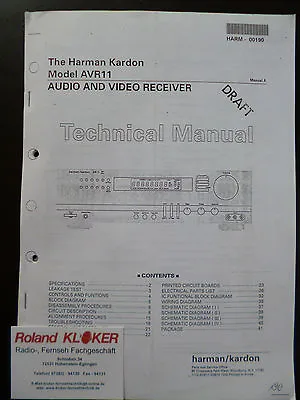 Kaufen Service Manual  Harman Audio And Video Receiver  AVR 11 • 12.50€