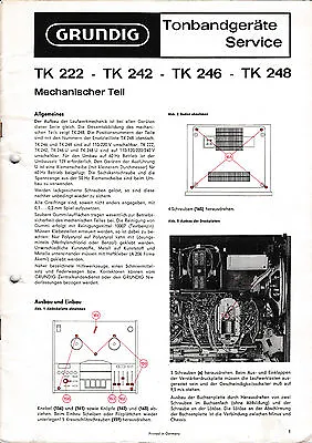Kaufen Service Manual-Anleitung Für Grundig TK 248/TK 242/TK 246/TK 222  • 13€