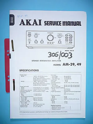Kaufen Service-Manual-Anleitung Für Akai  AM-39/AM-49,ORIGINAL • 14€