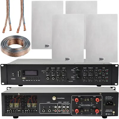 Kaufen 1100 W Bluetooth Soundsystem & 4x 140 W Wandlautsprecher - 4 Zonen Multiroom Amp • 509.15€