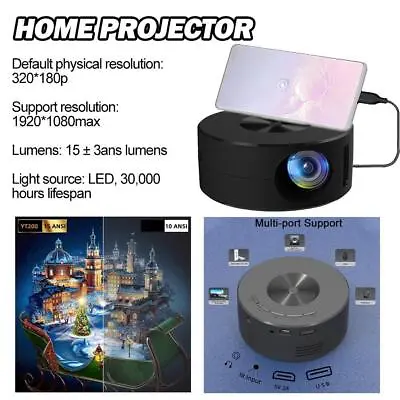 Kaufen Mini 1080P Tragbarer Projektor LED-Mikroprojektor Heimtreffen Theaterprojektor • 38.09€