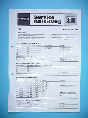 Kaufen Service Manual-Anleitung Für Grundig Prima Boy 100,ORIGINAL • 9.50€