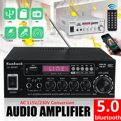 Kaufen 2000W Verstärker Vollverstärker Stereo Amplifier HIFI Digital Bluetooth FM USB • 36.99€