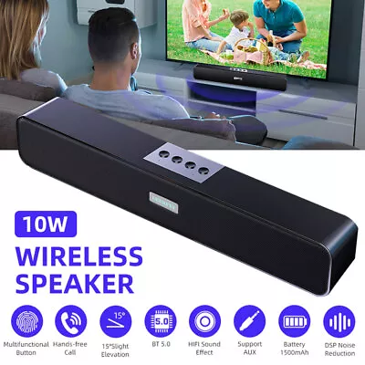 Kaufen Bluetooth 5.0 Wireless TV Soundbar Lautsprecher Sound Bar Musikbox Subwoofer 10W • 20.29€