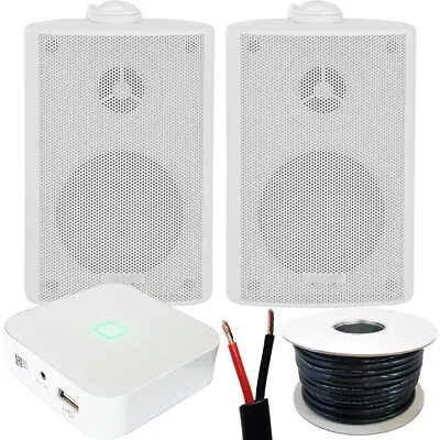 Kaufen 80W Mini WiFi Stereo Verstärker & 2x 60W 3   Weiß Außenbereich Wand Lautsprechersystem • 151.47€