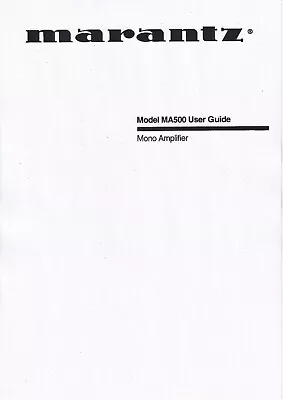 Kaufen Bedienungsanleitung-Operating Instructions Für Marantz MA 500  • 10€