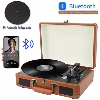 Kaufen Retro Koffer Plattenspieler Lautsprecher Bluetooth Schallplatten Spieler Vinyl • 56.73€