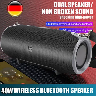 Kaufen 40W Tragbarer Wireless Bluetooth Lautsprecher Subwoofer SD Musicbox Stereo FM DE • 23.28€