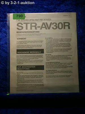 Kaufen Sony Bedienungsanleitung STR AV30R FM/AM Stereo Receiver  (#0790) • 12.49€
