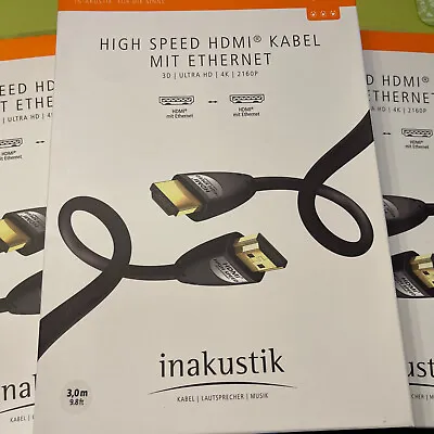 Kaufen Original Inakustik High Speed HDMI Kabel 2160P Ultra HD 3D 4K 3,0m *NEU&OVP* • 10.99€