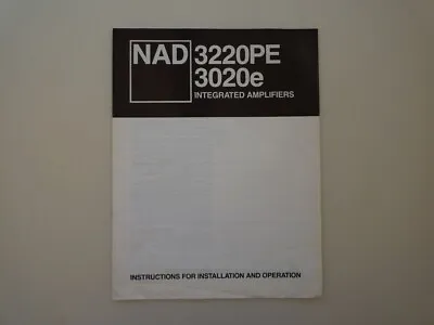 Kaufen Owners Manual NAD 3020e 3220PE Owners Manual Instructions • 19.90€