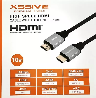 Kaufen 10m HDMI 4K Kabel 2.0 Nylon High Speed Ethernet HDR 2160p 3D Full UHD ARC Audio • 25€