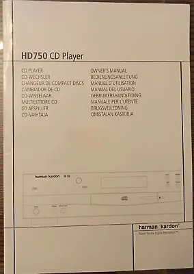 Kaufen Harman/kardon Hd 750 Cd Player Original Operator's Manual Bedienungsanleitung • 12.84€