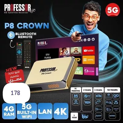 Kaufen Professor P8 CROWN LAN 5G 4K 2G RAM Satellitenreceiver TV Box 10 Jahre NEU IN S • 166.45€