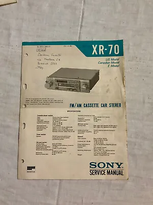 Kaufen Service Manual Autoradio Sony XR-70 1980 Vintage • 29€
