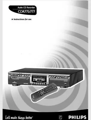 Kaufen Phillips CDR 775 777 Audio CD Player Recorder Bedienungsanleitung BENUTZERHANDBUCH  • 9.47€