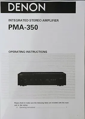 Kaufen Denon PMA-350 - Stereo Integrierter Verstärker Bedienungsanleitung - HANDBUCH  • 8.22€