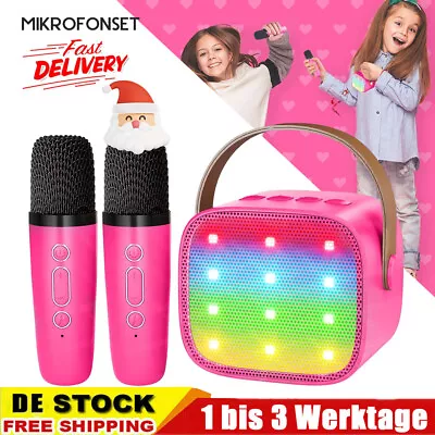 Kaufen Bluetooth Lautsprecher Mit 2Mikrofon Bunte Lichter Kabellos Karaoke Maschine Set • 25.99€