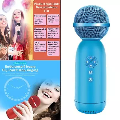 Kaufen Lautsprecher Player Karaoke Bluetooth 5.0 Mikrofon Blau • 20.65€