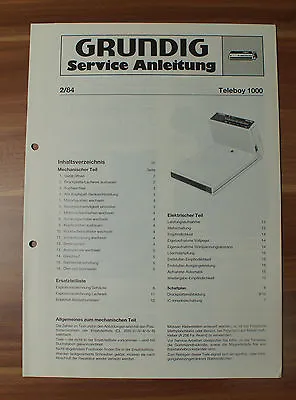 Kaufen R-Player Anrufbeantworter Teleboy 1000 Grundig Service Manual Serviceanleitung • 4.99€