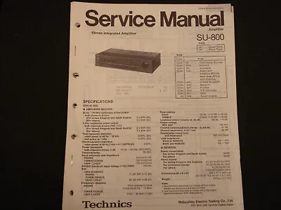 Kaufen Original Service Manual Schaltplan  Technics SU-800 • 12.50€