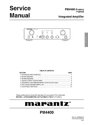 Kaufen Service Manual-Anleitung Für Marantz PM-4400  • 11€