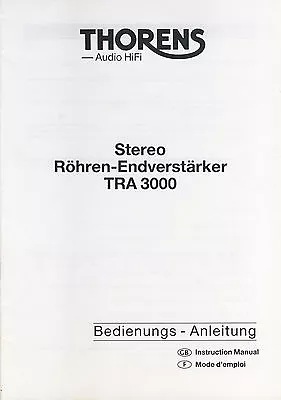 Kaufen Original Bedienungsanleitung Thorens TRA 3000  Röhrenendverstärker Neuwertig • 12€