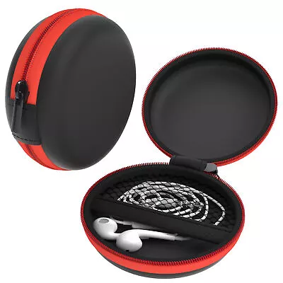 Kaufen Kopfhörer Tasche Case Schutzhülle Aufbewahrungstasche Netzfach Rund Rot • 6.99€