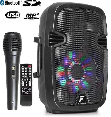 Kaufen FENTON  FT8LED  Mobile Akku Box Sound Anlage Bluetooth Mikrofon LED USB SD MP3 • 89.95€