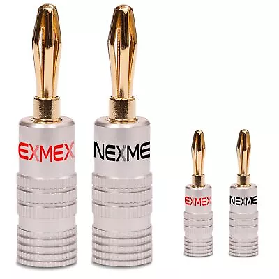 Kaufen 4x NEXMEX Bananenstecker 24K Vergoldet High End Stecker Für Kabel Bis 6mm²  • 6.85€