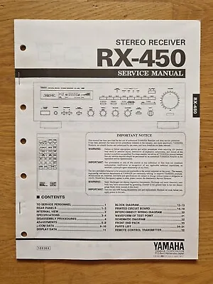 Kaufen Yamaha RX-450 - Service Manual Original EN • 11€