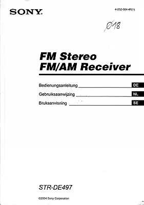 Kaufen Sony STR-DE497 BDA Gut Gebrauchsanweisung Deutsch Swe NL Manual FM Receiver • 3.90€