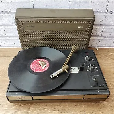 Kaufen Vintage Original PHILIPS 383 Stereo Tragbarer Elektrischer Phono-Plattenspieler. • 255€
