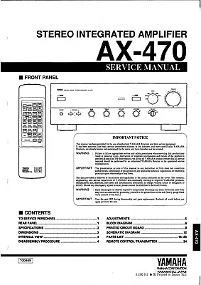 Kaufen Service Manual-Anleitung Für Yamaha AX-470  • 10.50€
