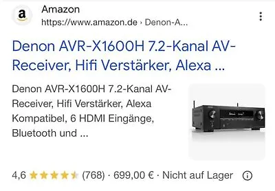 Kaufen Denon Av Receiver AVR-X1600H 7.2  • 300€