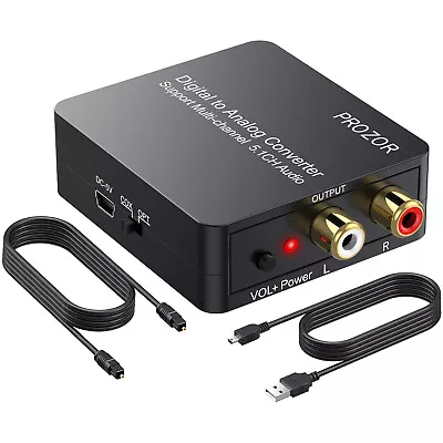 Kaufen PROZOR Digital Zu Analog Toslink Koaxial Zu RCA Audio Wandler 3.5mm SPDIF DTS • 21.99€