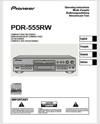 Kaufen Pioneer PDR-555RW Audio CD Player Recorder Bedienungsanleitung - BENUTZERHANDBUCH  • 12.13€