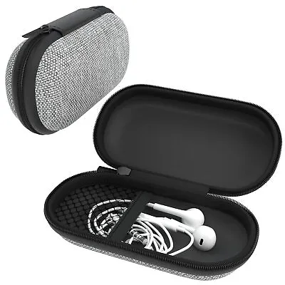 Kaufen Kopfhörer Tasche Case Schutzhülle Aufbewahrung Kleinteile Netzfach Oval Grau • 6.99€
