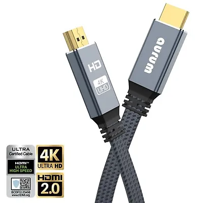 Kaufen HDMI 2.0 Flach Kabel TV Video 4K@60hz 18 Gbps EARC HDR 3D UHD PS5 PC Flachkabel • 9.90€