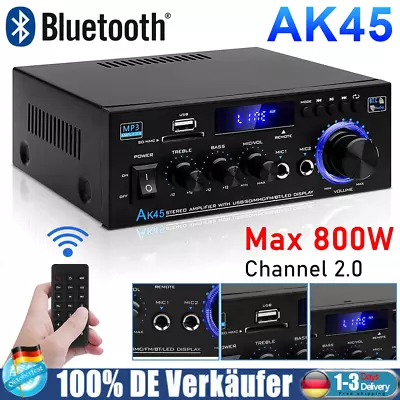 Kaufen 800W Verstärker Stereo Amplifier HIFI Digital Bluetooth FM USB Vollverstärker DE • 33.99€