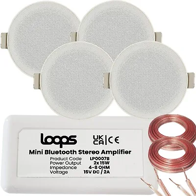 Kaufen Bluetooth Decke Musik Kit Mini Amp & 4 Low Profile Lautsprecher Stereo HiFi Sound • 98.01€