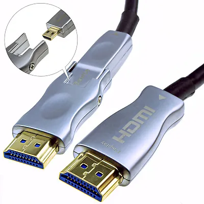 Kaufen 4K Abnehmbare Stecker HDMI 2.0 Aktiv Optisches Kabel Aoc Wand Montage 10m-100m • 85.82€