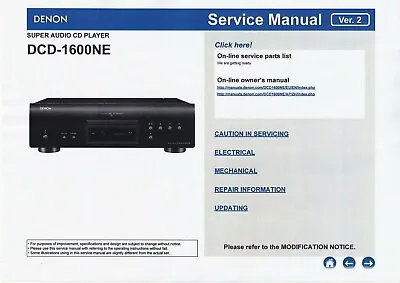 Kaufen Service Manual-Anleitung Für Denon DCD-1600 NE  • 14€