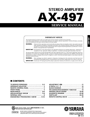 Kaufen Service Manual-Anleitung Für Yamaha AX-497  • 13€