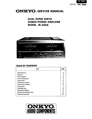 Kaufen Service Manual-Anleitung Für Onkyo M-5060  • 10€