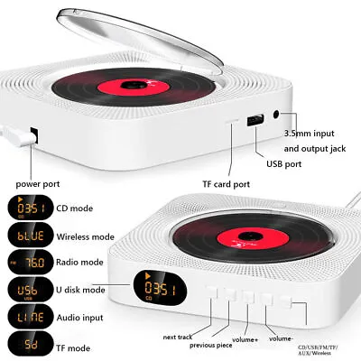 Kaufen Bluetooth Tragbarer CD Player Eingebauten HiFi Lautsprechern Desktop-CD-Player • 45.99€