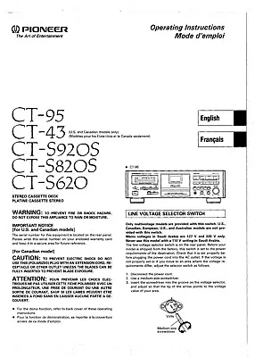 Kaufen Bedienungsanleitung-Operating Instructions Pioneer CT-S920 S,CT-S820 S,CT-95, 43 • 12.50€