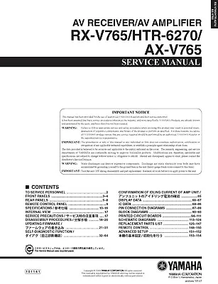 Kaufen Service Manual-Anleitung Für Yamaha AX-V765,RX-V765,HTR-6270  • 21€